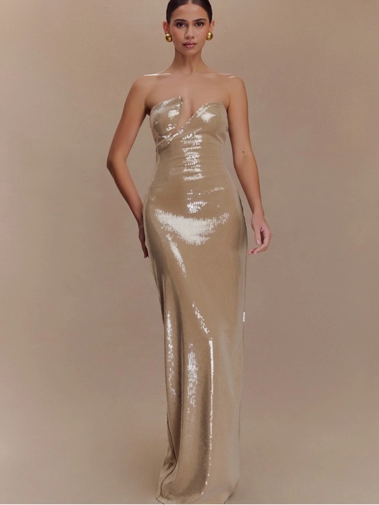 Meshki Dresses & Skirts - Meshki Gold Sequin Strapless Gown